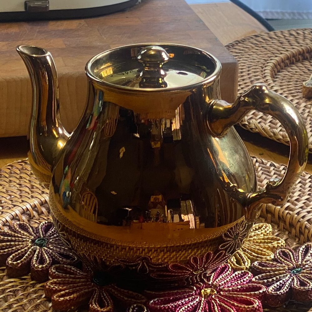 Vintage G&S Burslem Teapot Bronze Rare Antique English Tea Kettle Circa 1910